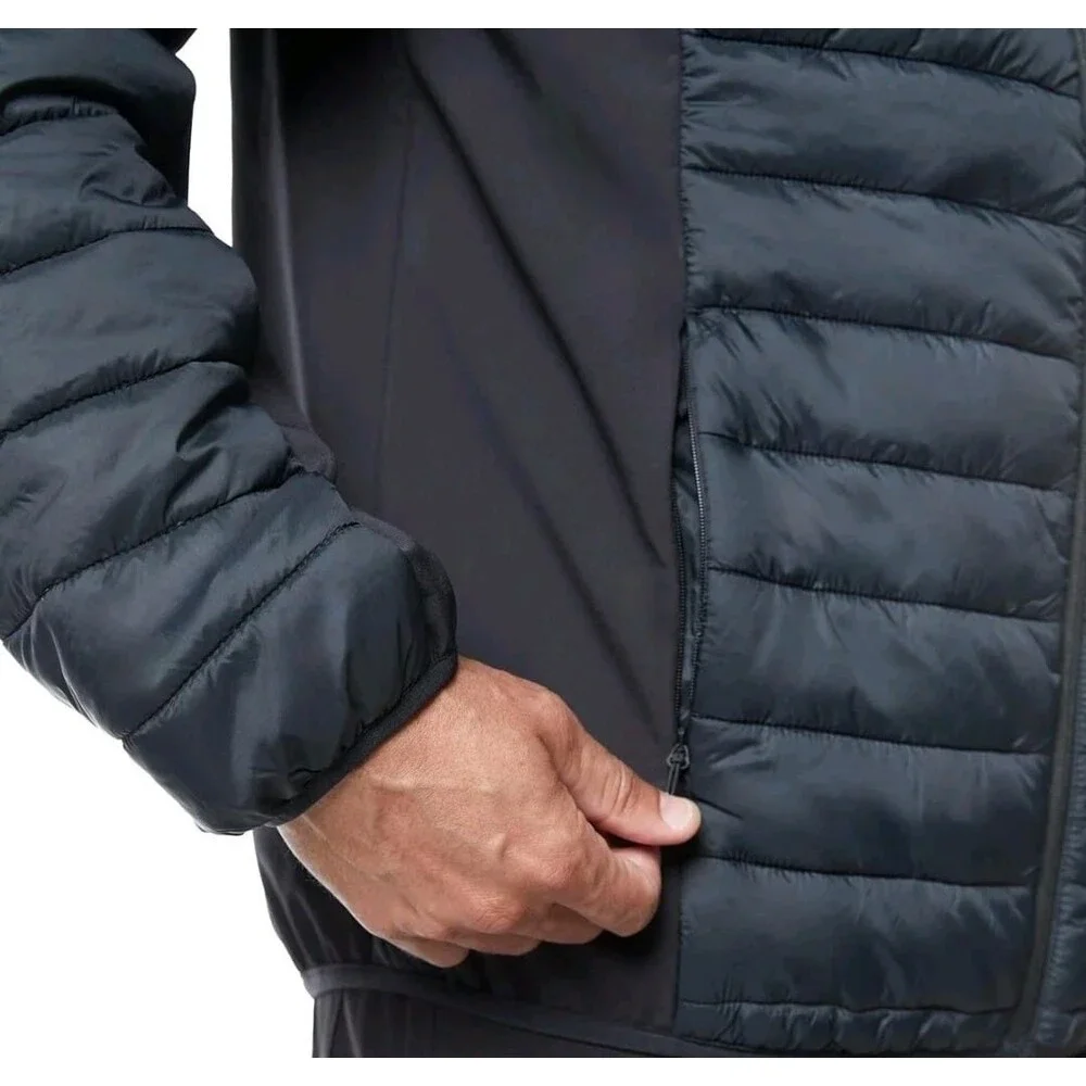 Merrell Men's Hooded Mixed‎ Media Puffer Softshell Jacket, Black, XL